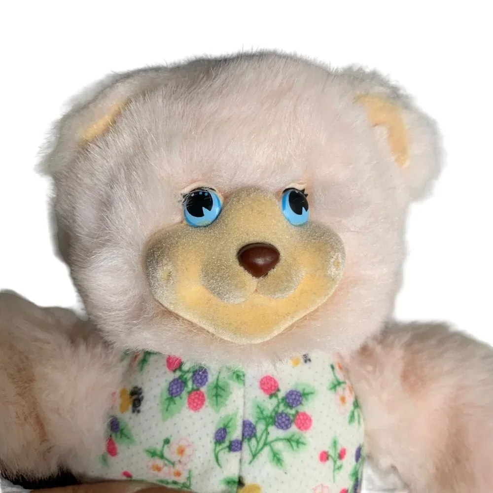 Vintage 90s Fisher Price Berrylynn Bear Plush Toy 9 in Pink Fur Briarberry Coll